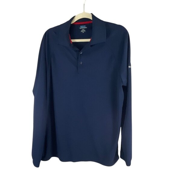 Extreme Performance Mens M Navy Polo Shirt Back Nine Club Logo Embroidered Golf - Picture 1 of 10